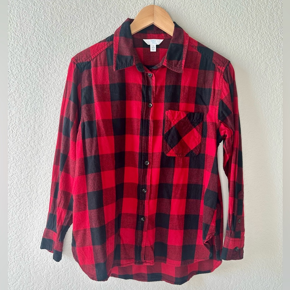 Time and Tru Long Sleeve Plaid Flannel Long Sleeve Sleeve Shirt Women’s Size S